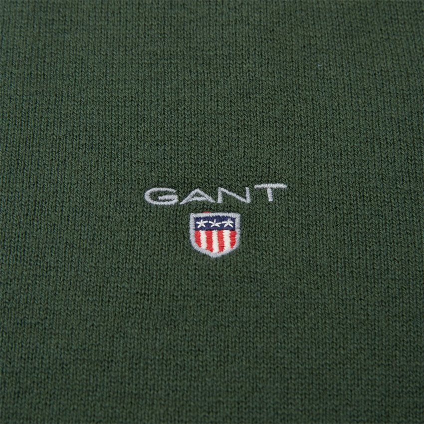 Gant Stickat D2. COTTON WOOL C-NECK 8060035 STORM GREEN